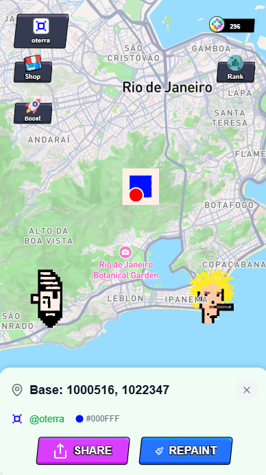 Oterra - Live Pixel Art Canvas - Farcaster Mini Apps screenshot